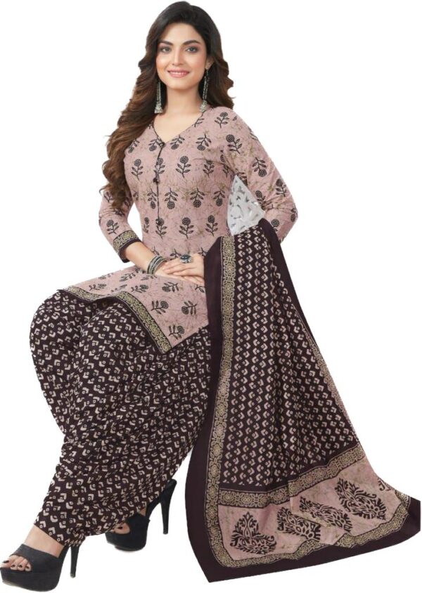 Women's Readymade Cotton Salwar Suit Set with Dupatta Patiyala Style Color Coffee Brown Size XL