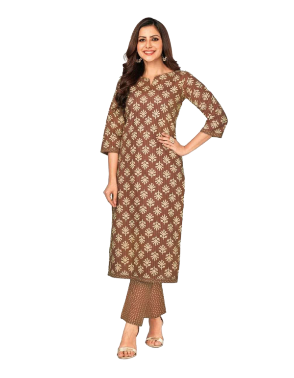 Readymade Cotton Printed Kurta Pant Set for Women Size L