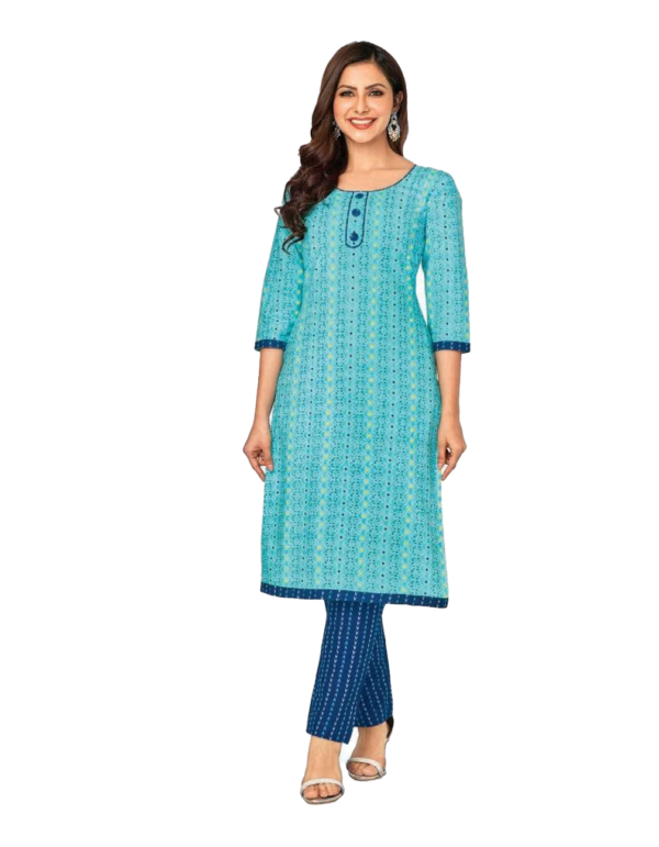 Readymade Cotton Printed Kurta Pant (Kurti Pant or Kameez Pant) Set for Women L Size Ready to Wear