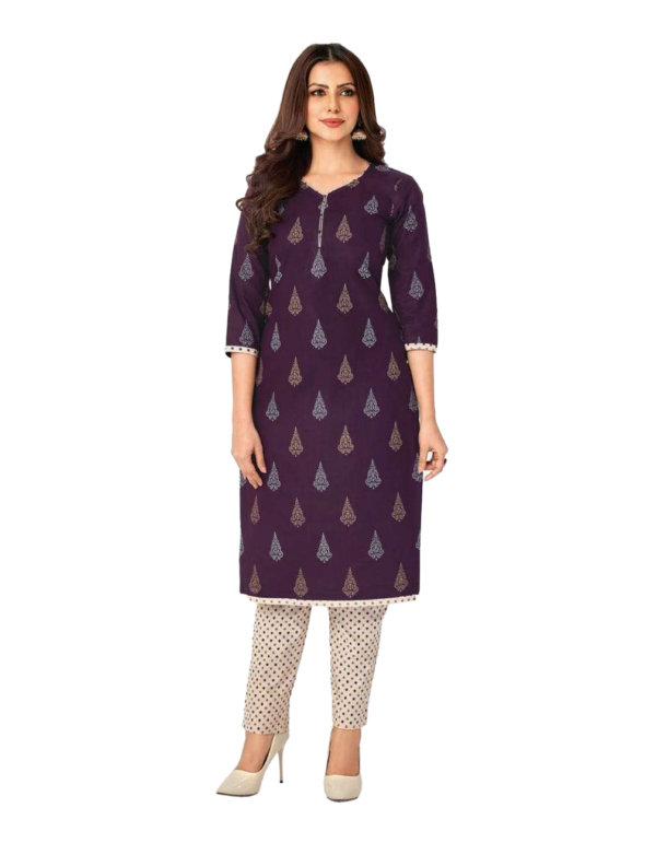 Readymade Cotton Printed Kurta Pant (Kurti Pant or Kameez Pant) Set for Women Size L