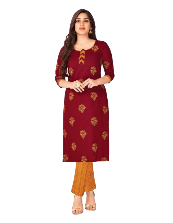 Readymade Floral Print Cotton Kurta with Pant Set for women Size XL