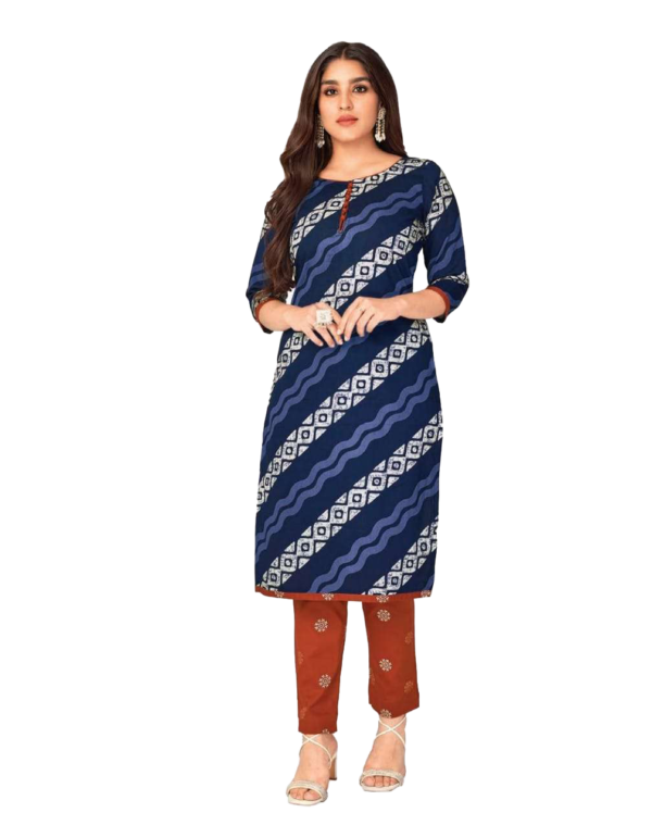 Readymade Cotton Kurta & Pant Set for Women Color Blue Size XL
